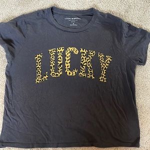 Ladies LUCKY tshirt with leopard letters size Small